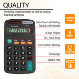 BAZIC 8-Digit Dual Power Pocket Size Calculator - BLACK, pack of 24