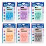 BAZIC 8-Digit Dual Power Pocket Size Calculator - Pastel Color, pack of 24