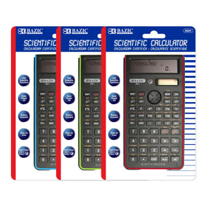 BAZIC 240 Function Fancy color Scientific Calculator w/ Slide-On Case, pack of 12