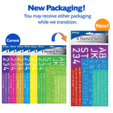BAZIC 8, 10, 20, 30 mm Size Lettering Stencil Sets (4/Pack), pack of 24