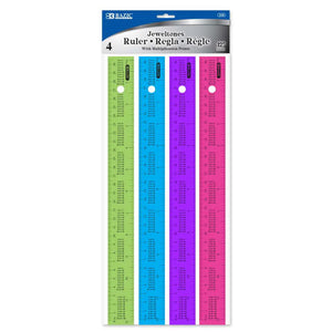 BAZIC 12" (30cm) Ruler w/ Multiplication Prints (4/Pack), pack of 24