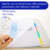 BAZIC Dividers w/ 5-Insertable Color Tabs, pack of 24