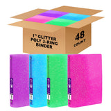 BAZIC 3 Ring Binder 1" Poly Binders Glitter Color Soft Cover, 175 Sheets, 48-Count