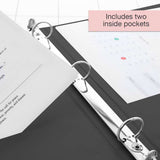 BAZIC 1.5" Black 3-Ring View Binder w/ 2-Pockets, pack of 12
