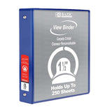 BAZIC 3 Ring Binder 1.5" Economy View Binders-Blue, Round Ring, Hold 250 Sheets Paper, 12-Count
