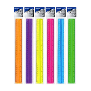 BAZIC 12" (30cm) Ruler w/ Handle Grip, pack of 24