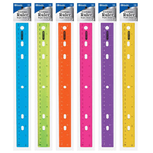 BAZIC 12" (30cm) Jeweltones Color Ruler, pack of 24
