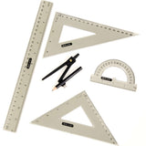 BAZIC 4-Piece Geometry Ruler Combination Sets w/ Compass, pack of 24