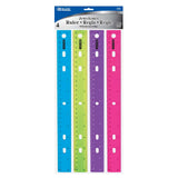 BAZIC 12" (30cm) Jeweltones Color Ruler (4/Pack), pack of 24