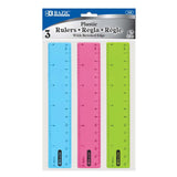 BAZIC 6" (15cm) Plastic Ruler (3/Pack), pack of 24