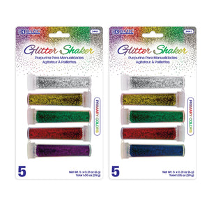BAZIC 0.21 oz (6g) 5 Primary Color Glitter Shaker, pack of 24