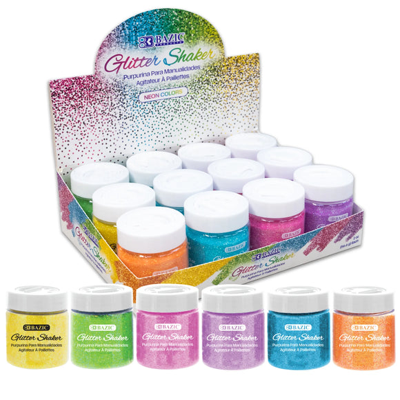 BAZIC 2 oz (56.6g) Neon Color Glitter Shaker, pack of 12