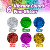 BAZIC 0.25 oz (7g) 6 Primary Color Glitter Shaker, pack of 24