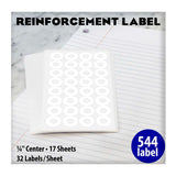 BAZIC White Round Reinforcement Label (544/Pack), pack of 24