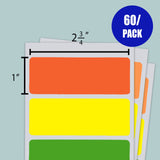 BAZIC 2 3/4" X 1" Fluorescent Multipurpose Label (60/Pack), pack of 24