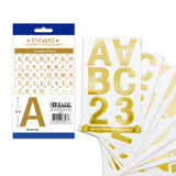 BAZIC 2" Gold Metallic Color Alphabet & Numbers Stickers (72/Pack), pack of 24