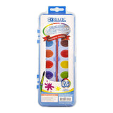 BAZIC 16 Ct. Semi Moist Watercolor w/ Brush, pack of 24