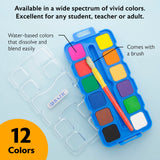 BAZIC 12 Ct. Watercolor w/ Brush & Mixing Palette, pack of 24