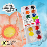 BAZIC Watercolor w/ Brush & Mixing Palette, 16 Color Non-Toxic, 24-Pack