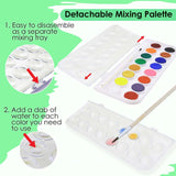 BAZIC Watercolor w/ Brush & Mixing Palette, 16 Color Non-Toxic, 24-Pack