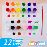 BAZIC 0.17 FL OZ (5 mL) 12 Color Kid's Paint w/ Brush, pack of 24