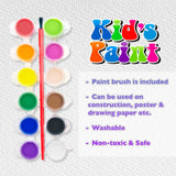 BAZIC 0.17 FL OZ (5 mL) 12 Color Kid's Paint w/ Brush, pack of 24