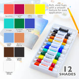 BAZIC 0.4 FL OZ (12 mL) 12 Colors Acrylic Paint, pack of 12