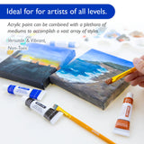 BAZIC 0.4 FL OZ (12 mL) 12 Colors Acrylic Paint, pack of 12