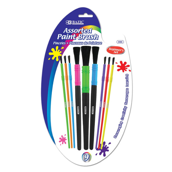 BAZIC Asst. Size Kid's Paint Brush Set (9/Pack), pack of 24