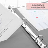 BAZIC 1" Grey 3-Ring View Binder w/ 2-Pockets, 4121 (Case of 12)