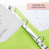 BAZIC 1" Lime Green 3-Ring View Binder w/ 2-Pockets