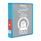 BAZIC 1" Cyan 3-Ring View Binder w/ 2-Pockets