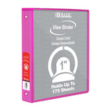 BAZIC 1" Fuchsia 3-Ring View Binder w/ 2-Pockets