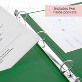 BAZIC 1.5" Green 3-Ring View Binder w/ 2-Pockets, pack of 12