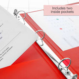 BAZIC 3 Ring Binder 1.5" Economy View Binders Red, Hold 280 Sheets, 12-Count