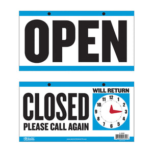 BAZIC 6" X 11.5" "CLOSED" Clock Sign w/ "OPEN" sign on back, pack of 24