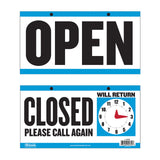 BAZIC 6" X 11.5" "CLOSED" Clock Sign w/ "OPEN" sign on back, pack of 24