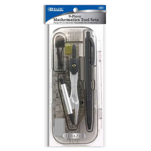 BAZIC 9 Pcs. Math Tool Sets, pack of 24