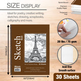 BAZIC 30 Ct. 8.5" X 11" Side Bound Spiral Sketch Book (1-PACK)