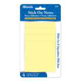 BAZIC 50 Ct. 3" X 3" Yellow Stick On Notes (4/Pack), pack of 24
