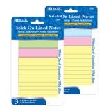 BAZIC 40 Ct. 3" X 3" Lined Stick On Notes (3/Pack), pack of 24