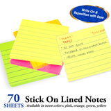 BAZIC 70 Ct. 3" X 3" Neon Lined Stick On Notes, pack of 24