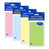 BAZIC 100 Ct. 3" X 5" Stick On Notes, pack of 24