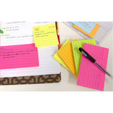 BAZIC 70 Ct. 3" X 5" Neon Lined Stick On Notes, pack of 24