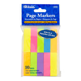 BAZIC 100 Ct. 0.5" X 1.75" Neon Page Markers (10/Pack), pack of 24