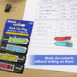 BAZIC 25 Ct. 0.5" x 1.7" Neon Color Printed Sign Here Flags w/ Dispenser (4/Pack), pack of 24