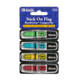 BAZIC 25 Ct. 0.5" x 1.7" Neon Color Printed Sign Here Flags w/ Dispenser (4/Pack), pack of 24