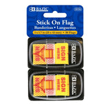 BAZIC 25 Ct. 1" x 1.7" Yellow Color Printed Sign Here Flags w/ Dispenser (2/Pack), pack of 24