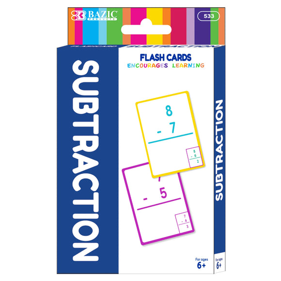 BAZIC Subtraction Flash Cards (36/Pack), pack of 24