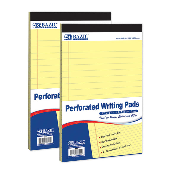 BAZIC Perforated Writing Pad, 50 Sheets 5x8 Inch, C Total 2 Count [Office Product] (1-PACK OF 2)